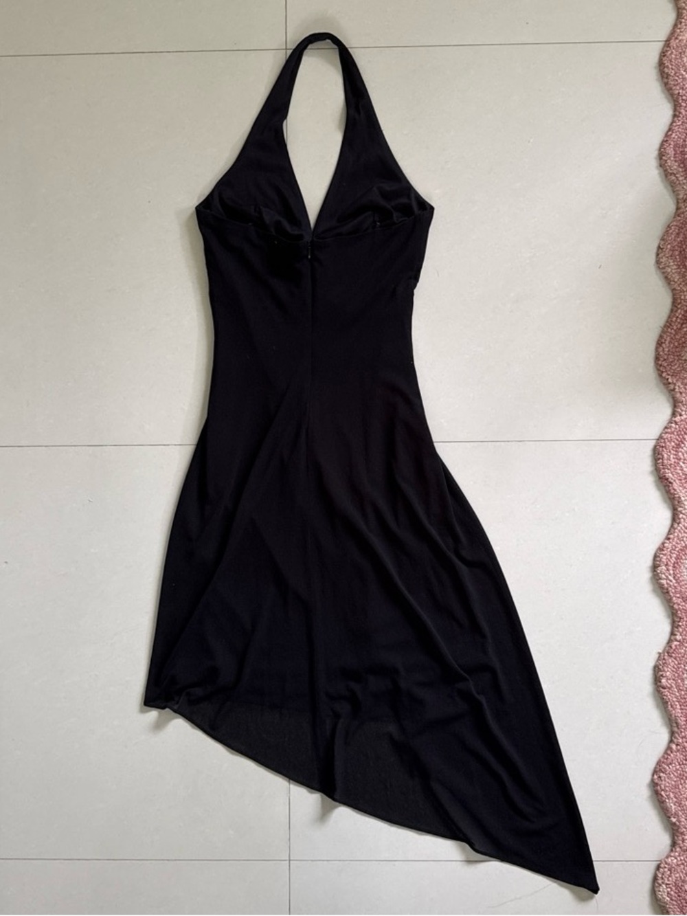 Laundry By Shelli Segal Black Halter Asymmetrical Midi Dress - Picture 3 of 4